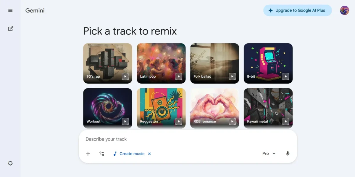 Lyria 3 dashboard | Image credit: google